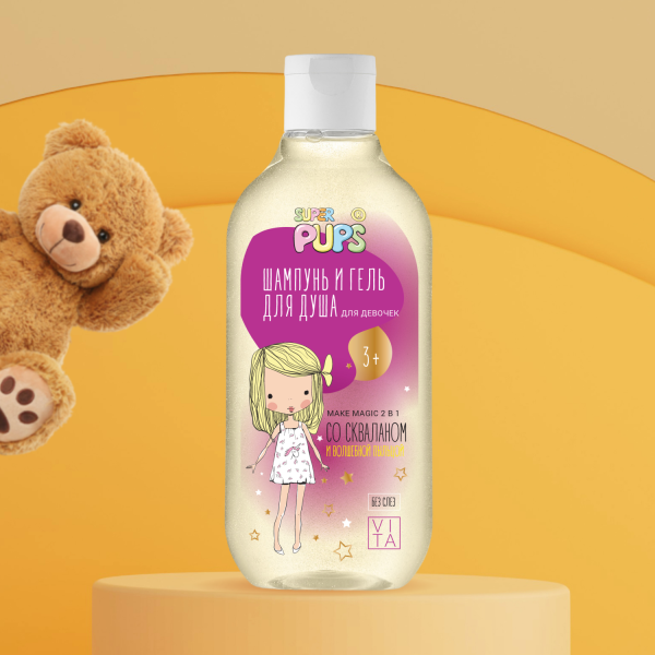 Super PUPS® Шампунь и гель для душа для девочек 3+, 300 мл